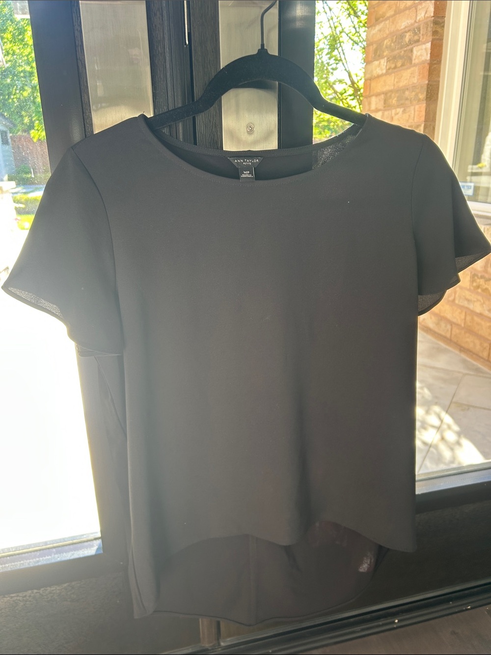Ann Taylor Black Short-Sleeve High-Low Blouse